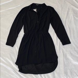 Black long sleeve button up tshirt dress